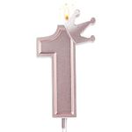 AIEX 3inch Birthday Number Candle, 3D Candle Cake Topper with Crown Cake Numeral Candles Number Candles for Birthday Anniversary Parties (Rose Gold; 1)