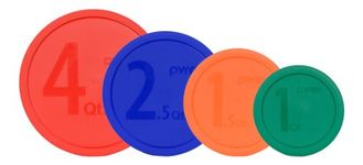 Pyrex Mixing Bowl LID Set: (1) 326-PC Red, (1) 325-PC Blue, (1) 323-PC Orange, (1) 322-PC Green