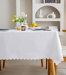 Fusehngre Waterproof Rectangle Tablecloth Cotton Linen Table Cover Oil Spill Proof Wrinkle Resistant Table Cloth for Dining, Kitchen,130 X 180cm White