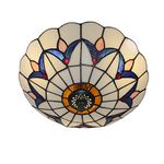 Skyweel 16 Inch Tiffany Style Ceiling Light Vintage Stained Glass Ceiling Lamp Flush Mount Ceiling Lighting Fixture Lamps (16 Inch WB)