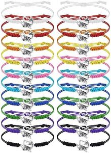Rtteri 20 Pcs Cheerleader Gifts Cheer Bracelet Girls Cheerleading Charm Bracelet Adjustable Cheerleader Gifts For Cheer Team Cheerleading Jewelry Accessories Bulk