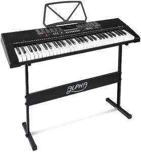 Alpha 61 Keys Electronic Piano Keyboard with Music Stand, Black