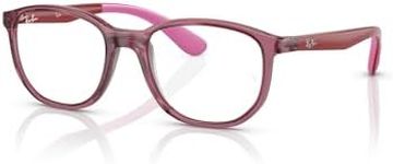 Ray-Ban Junior Kids' RY1619 Square Prescription Eyewear Frames, Transparent Pink on Rubber Pink/Demo Lens, 47 mm