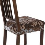 SearchI Stretch Dining Chair Seat Covers Set of 6, Soft Removable Washable Dining Room Seat Cover Protector (Rear-Covered, Brown)