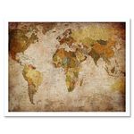 Wee Blue Coo Map Globe World Atlas Antique Style Modern Layout Art Print Framed Poster Wall Decor 12X16 Inch