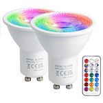 VARICART GU10 Colour Changing LED Bulbs, 5W Dimmable Spot Light Bullb, 12 Colour RGB + Warm White 3000K, 5 Modes, Built-in Memory with Remote, 35W~50W Equiv. for Everyday & Mood Lighting (2 Pack)