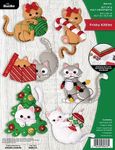 Bucilla, Frisky Kitties, Felt Applique 6 Piece Ornament Making Kit, Perfect for Holiday DIY Arts and Crafts, 89643E