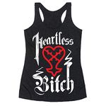 LookHUMAN Heartless Bitch XL Heathered Black Women's Racerback Tank