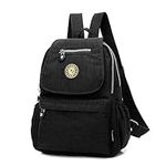 XUEREY Women's Small Handbag Nylon Shoulder Bag Casual Day Pack Multi-Pocket Casual Waterproof Nylon Bags Travel School Bag Laptop Backpack (Black)