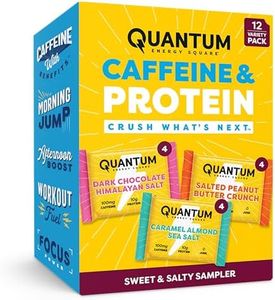 Quantum Energy Square - Dark Chocolate Pink Himalayan Salt, Salted Peanut Butter Crunch, Caramel Almond Sea Salt - Variety 12-Pack - 4 Bars Each