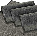 TrendMakers MEDIUM GREY/BLACK NON SLIP DOOR MAT RUBBER BACKED RUNNER BARRIER MATS RUG PVC EDGED KITCHEN RUNNER FRONT DOOR ENTRANCE OUTSIDE DOORMAT PATIO RUG DIRT DEBRIS MUD TRAPPER WATERPROOF MAT(60 X 90 CM) (2' X 3')