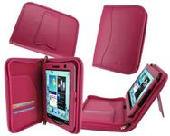 rooCASE Executive Portfolio (Magenta) 100% Genuine Leather Case Cover with Landscape/Portrait View for Samsung Galaxy Tab 7.0 Plus Tablet/Samsung Galaxy Tab 2 7.0