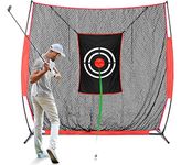 KAIDIDA Golf Parctice Net 8x7FT Golf Driving Net for Backyard Training Golf Chipping Net with Target Golf Hitting Swing Net in Garden (BLACK NET)