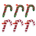 Gukasxi Candy Cane Set, 6 Pieces Candy Ornament Set Candy Cane Ornaments Christmas Crutch Candy Cane Hanging Ornaments Christmas Cane Accessories Hanging for Christmas Party