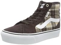 Vans Women's Filmore Hi Platform Sneaker, Plaid Mix Brown/White, 7 UK