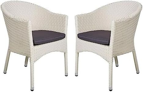 DEVOKO Rattan & Wicker Outdoor Patio Accent Lounge Arm Chair with Cushions