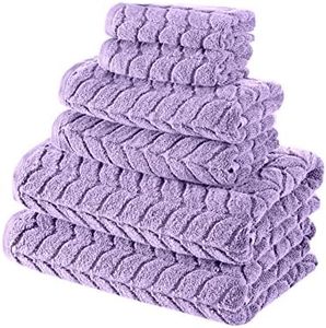 BAGNO MILANO Turkish Bath Towels, Soft Plush Jacquard Luxury Bath Towels, Quick Dry Towel Set (Lavender, 6 pcs Towel Set)