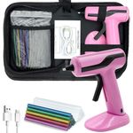 Cordless Hot Glue Gun Kit with 30pcs Mini Glue Sticks, USB Rechargeable Mini Glue Gun with Carrying Case, Stand-Up Base, Smart Power-Off Hot Melt Glue Gun for Crafting