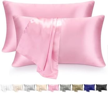 2 Pack Pillowcases, Silk Pillowcase for Women Men 51X76cm Soft Comfortable Breathable Smooth Cooling Pillow Covers for Sleeping (Pink)