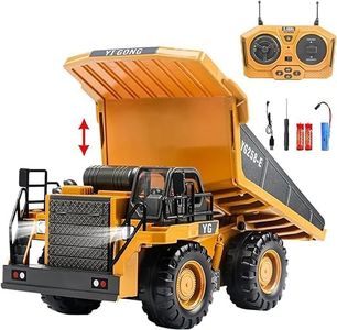 Kankodo RC Dump Truck, 1:24 Scale Remote Control Dump Truck, 2.4GHz 9 Channel RC Construction Truck, Engineering Vehicles Educational Toys with Light and Music for Kids, Boys and Girls