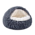 NOYAL Dog Bed Round Hooded Plush Cat Cave Donut Anti Anxiety Fluffy Dog Bed for Small Medium Dog and Cat