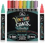 LANA & LUCA Liquid Chalk Markers - Wet Erase Marker Pens - for Chalkboards Signs, Windows, Blackboard, Glass - 6mm Reversible Tip (8 Pack) - Vintage Colors Multicolor