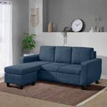 WOODEN WORLD Modern 4-Seater L-Shaped Sofa - Upholstered Comfortable L Shape Sofa for Living Room, Bedroom, or Office - Stylish, Spacious, and Durable Sectional Couch for Home or Office Spaces