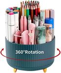 EDENMS Desk Pencil Pen Holder, 5 Slots 360°Degree Rotating Organizers for Desk, Desktop Storage Stationery Supplies Organizer, Cute Cup Pot Office, School, Home, Art Supply, Dark Green