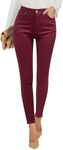 GRAPENT Womens Clothes Stretchy Jeans for Women Work Jeans para Mujer Women's Jeggings Petite Jeans Stretch Business Casual Slimming Jeans Trousers Denim Outfit Color Wine Red X-Small Size 0 Size 2