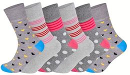 Womens Socks 6 pairs – Ladies Cotton Socks Gentle Grip Non Elastic | Stretchable Socks for Swollen Feet | Diabetic Pregnancy socks | 4-7 One size UK (Floral light 6 Pairs)