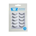 Uroparis 51 Eyelashes for Women — Pack of 5 Tapered Handmade Eye Lashes | Lightweight False Lashes with Premium Virgin Hair | Invisible Band | For Glam Look & Enhance Beauty (Black) - 5 Pair