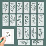 18 Pieces Reusable Stencils, Nature Flower Stencils for Fabric Painting, Drawing Templates of Floral Leaves for Wood Canvas DIY Art Card Notebook Scrapbook Window Wall Decor