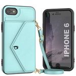 PunkCase iPhone 6 Wallet Phone Case [Sparkle Series] Stylish PU Leather Crossbody Design W/Purse, Kickstand and Shoulder Strap | Glamarous Protection for iPhone 6s (4.7") [Mint]