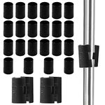 Moicstiy 50 Pack 1 Inch Wire Shelving Shelf Lock Clips, Plastic Shelving Clips Replacement Black Sleeve Shelf Clips for Wire Shelving, Post Wood Metal Pole(25 Pair)