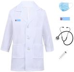 FancyDressWale Doctor dress for Girls and Boys with Strethoscope, Mask, Syringe and Name badge (9-10 years)