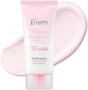 MAKE P:REM Soothing Pink Tone Up Sun Cream, Mineral Sunscreen for Dehydrated Skin, Lightweight, Non-Greasy Formula, Skin Tone Correction, Korean Sunscreen, SPF 50, 1.69 Fl. Oz. 50ml
