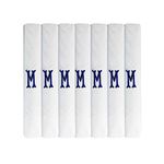 Surf the Shop 7 Pack Of Mens Initial Embroidered White Handkerchiefs With Satin Border, Various Letters (M)