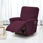 Stretch Recliner Covers, Jacquard Recliner Chair Slipcovers, Polyester Furniture Cover Recliner Sofa Couch Cover With Pocket for Living Room Sofa Cover (Wine red)