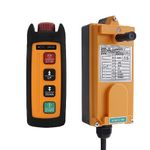 Advanced Mini Wireless Electric Chain Hoist Crane Remote Control 2-Button 110V AC Industrial Winch Lift Dump Trailer Radio Truck Crane Remote Controller Transmitter and Receiver with Emergency Stop
