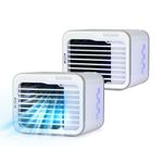 BLACK+DECKER Desktop Air Cooler, Personal Portable Fan with 3-Speeds, Evaporative Air Cooler with 0.5L Water Tank, Air Cooler Fan for Desk, Home, Office, Bedroom, and more, Pack of 2, White/Gray
