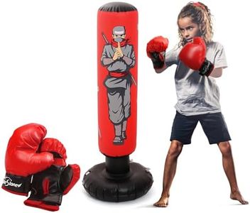 47" Kids Punching Bag with Boxing Gloves, Inflatable Boxing Bag for Boys and Girls