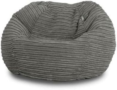 Bags of Beans Corduroy Kids Bean Bag Chair with Filling Included - Lightweight Comfortable Beanbag Seat - Machine Washable Childrens Beanbag Furniture for Girls & Boys - 67 x 48cm (Slate Grey)