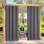 Duronet - Waterproof & Sun Blockage Top & Bottom Eyelete Outdoor Curtains (Grey, 4.5 X 11.5 Feet, Polyester), Pack of 2