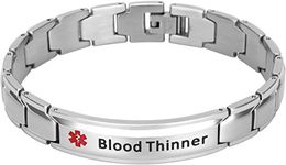 Smarter LifeStyle Elegant Surgical Grade Steel Medical Alert ID Bracelet For Men and Women (Men's, Blood Thinner)