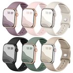 Joehwerr Sport Band 6 Pack Compatible with Apple Watch Straps 40mm 41mm 38mm 42mm 44mm 45mm 46mm 49mm, Silicone Wristbands Straps for iWatch Series 10 9 8 7 6 5 4 3 2 1 Ultra2 Ultra SE, Women Men