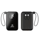 pTron Dynamo Electra 10000mAh 22.5W Nano Power Bank, Compact Size Fast Charging, Supports VOOC/Wrap/Dash USB Charging, 20W PD Fast Charging, Built-in Cables, 3 Output Ports & BIS Certified (Black)