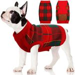 Kuoser Dog Sweater Pullover Knitwear, Dog Christmas Sweaters Classic Plaid Cable Knitted Wear, Dog Turtleneck Puppy Cold Weather Clothes for Small Medium Dogs