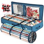 Hearth & Harbor Christmas Wrapping Paper Storage Containers - Gift Wrapping Organizer Storage Fits Up to 22 Rolls of 40" - Gift Wrap Organizer with Interior Pockets, Tear Proof - Gift Wrap Storage