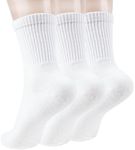 Ivyhouse Pilates Yoga Socks with Grips for Women - Crew Length Ballet Barre Socks - Sticky Workout Hospital Socks, 3 Pairs, White*3