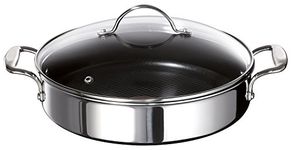 Tefal E79071 Jamie Oliver induction serving pan with 2 side handles and glass lid, stainless steel, 25 cm, 2,8L